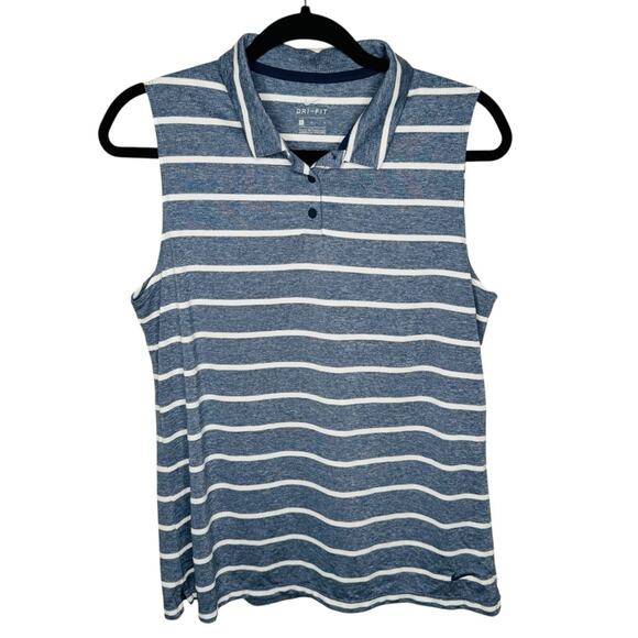 Nike Golf Tank Polo Sleeveless Striped Dri Fit Shirt Size L Large - Picture 1 of 9